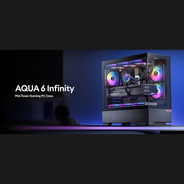 Okinos PC������ Aqua 6 Infinity ATX�б��ߥɥ륿� �ԥ顼�쥹PC������ ARGB PWM�ե���3��ɸ����� ����9��ե�������б� ����360mm�饸�������б� �֥�å��ڥ���󥻥��Բġ��̳�ƻ����Υ�������Բġ�