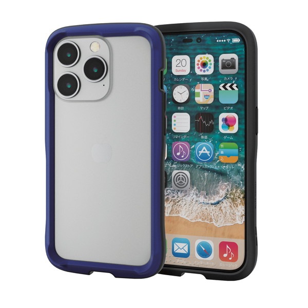 ELECOM エレコム PM-A22CTSLBNV iPhone 14 Pro ケース カバー ハイブリッド バンパー 耐衝撃 衝撃吸収 軽量 薄型 MagSafe充電可 ストラップホール付 側面保護 TOUGH SLIM ネイビー【キャンセル不可・北海道沖縄離島配送不可】