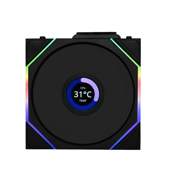 LIAN LI �磻��쥹 ARGB�ե��� UNI FAN TL Wireless LCD Reverse 120 Black (1pcs) 12RTLLCD1W1B LCD��� �ղ�ž 1�ĥѥå� �֥�å� �ڥ���󥻥��Բġ��̳�ƻ����Υ�������Բġ�