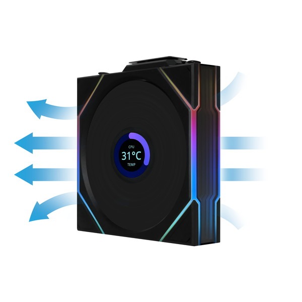 LIAN LI �磻��쥹 ARGB�ե��� UNI FAN TL Wireless LCD Reverse 120 Black (1pcs) 12RTLLCD1W1B LCD��� �ղ�ž 1�ĥѥå� �֥�å� �ڥ���󥻥��Բġ��̳�ƻ����Υ�������Բġ�