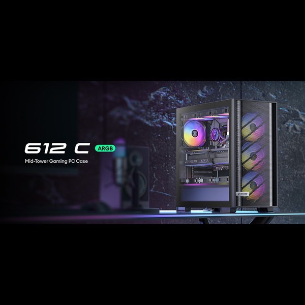 Okinos PC������ 612 C ARGB ATX�б� �ߥɥ륿� ARGB�ե���4��ɸ����� ����10��120mm�ե�������б� �֥�å��ڥ���󥻥��Բġ��̳�ƻ����Υ�������Բġ�