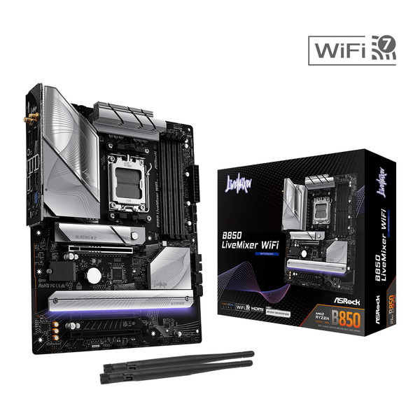 ASRock �ޥ����ܡ��� B850 LiveMixer WiFi  AMD AM5 ATX DDR5 PCIe 5.0 Wi-Fi7 ̵��LAN��� �ۿ��Ը��� ���ȥ꡼�ޡ� ���ꥨ������ �����ߥ� �ۿ� �ޥ��� �������å� �ڥ���󥻥��Բġ��̳�ƻ����Υ�������Բġ�