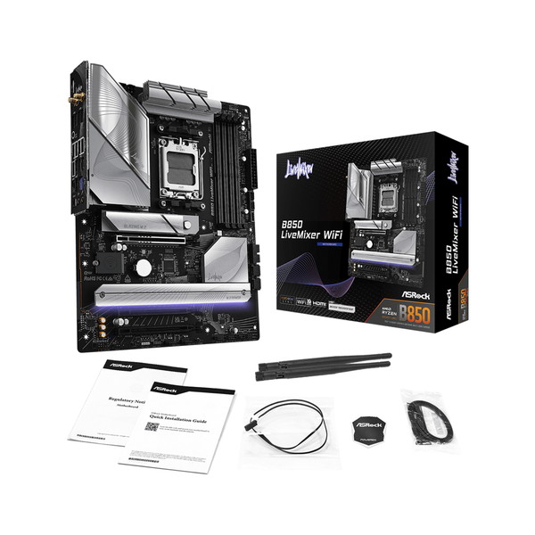 ASRock �ޥ����ܡ��� B850 LiveMixer WiFi  AMD AM5 ATX DDR5 PCIe 5.0 Wi-Fi7 ̵��LAN��� �ۿ��Ը��� ���ȥ꡼�ޡ� ���ꥨ������ �����ߥ� �ۿ� �ޥ��� �������å� �ڥ���󥻥��Բġ��̳�ƻ����Υ�������Բġ�