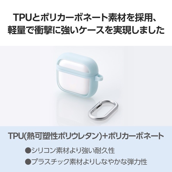 ELECOM ���쥳�� AVA-AP06TSLFCBU AirPods 4 ������ �� �Ѿ׷� ���С� �� �磻��쥹 / MagSafe �����б� �� �׷�ۼ� ��ɻ� ����ӥ��� TOUGH SLIM LITE �֥롼 �ڥ���󥻥��Բġ��̳�ƻ����Υ�������Բġ�