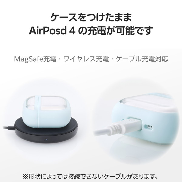 ELECOM ���쥳�� AVA-AP06TSLFCBU AirPods 4 ������ �� �Ѿ׷� ���С� �� �磻��쥹 / MagSafe �����б� �� �׷�ۼ� ��ɻ� ����ӥ��� TOUGH SLIM LITE �֥롼 �ڥ���󥻥��Բġ��̳�ƻ����Υ�������Բġ�