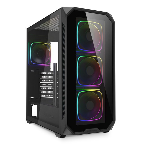 Sharkoon �ߥɥ륿� PC������ AK5G RGB Black SHA-AK5G-RGB-BK �������饹�ѥͥ� 120mm ARGB�ե����4 ɸ����� ATX mini-ITX micro ATX �б� �֥�å� �ڥ���󥻥��Բġ��̳�ƻ����Υ�������Բġ�