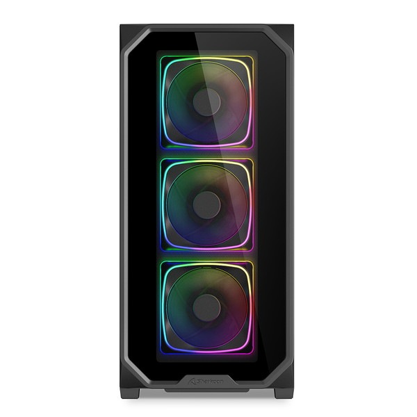 Sharkoon �ߥɥ륿� PC������ AK5G RGB Black SHA-AK5G-RGB-BK �������饹�ѥͥ� 120mm ARGB�ե����4 ɸ����� ATX mini-ITX micro ATX �б� �֥�å� �ڥ���󥻥��Բġ��̳�ƻ����Υ�������Բġ�
