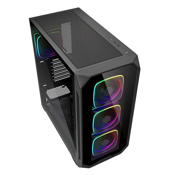 Sharkoon �ߥɥ륿� PC������ AK5G RGB Black SHA-AK5G-RGB-BK �������饹�ѥͥ� 120mm ARGB�ե����4 ɸ����� ATX mini-ITX micro ATX �б� �֥�å� �ڥ���󥻥��Բġ��̳�ƻ����Υ�������Բġ�
