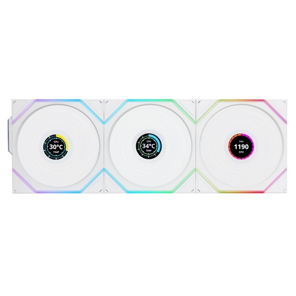 LIAN LI �磻��쥹 ARGB�ե��� UNI FAN TL Wireless LCD 120 White (3pcs) 12TLLCD1W3W LCD��� ���ž 3�ĥѥå� �ۥ磻�� �ڥ���󥻥��Բġ��̳�ƻ����Υ�������Բġ�