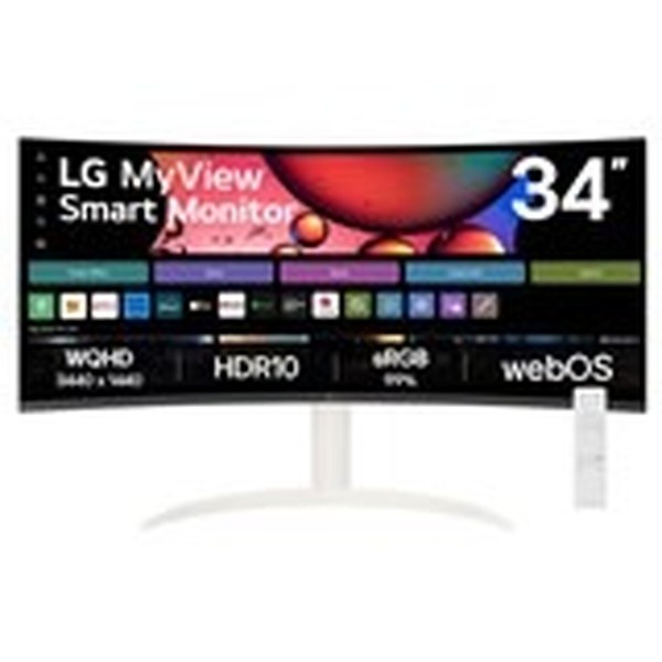 PCモニター 液晶ディスプレイ LGエレクトロニクス MyView Smart Monitor 34SR65QC-W ホワイト 34型 ウルトラワイド 解像度 UWQHD 3440x1440 VAパネル 表面処理 ノングレア 非光沢 入力端子 HDMIx2/LANx1