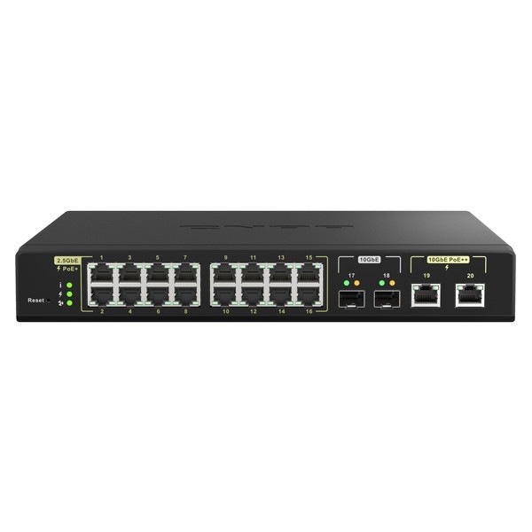 QNAP マネージドスイッチ QSW-M2116P-2T2S Wi-Fi 6世代対応 30W 16 x 2.5GbE PoE+ / 2 x 90W 10GbE PoE++ スイッチングファブリック : 160 Gbps PoE対応 電源内蔵【お取り寄せ商品です/納期都度対応】