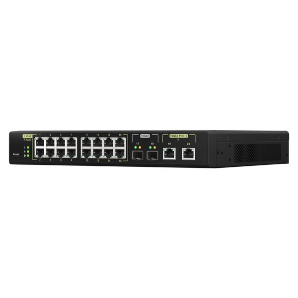 QNAP マネージドスイッチ QSW-M2116P-2T2S Wi-Fi 6世代対応 30W 16 x 2.5GbE PoE+ / 2 x 90W 10GbE PoE++ スイッチングファブリック : 160 Gbps PoE対応 電源内蔵【お取り寄せ商品です/納期都度対応】