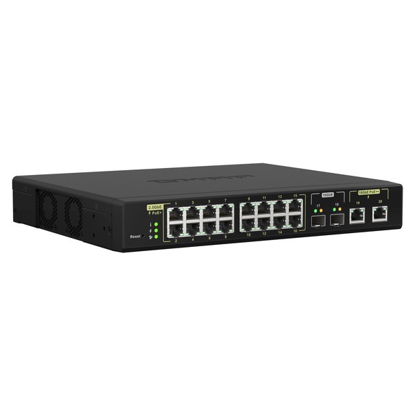 QNAP マネージドスイッチ QSW-M2116P-2T2S Wi-Fi 6世代対応 30W 16 x 2.5GbE PoE+ / 2 x 90W 10GbE PoE++ スイッチングファブリック : 160 Gbps PoE対応 電源内蔵【お取り寄せ商品です/納期都度対応】