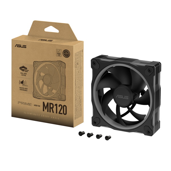 ASUS Prime MR120 ARGB FAN BLACK �ե��󥵥�����120 x 120 x 28 mm �ե���®�١�1600 rpm �ե�������̡�58 CFM �ե����������٥롧21dB�ڥ���󥻥��Բġ��̳�ƻ����Υ�������Բġ�