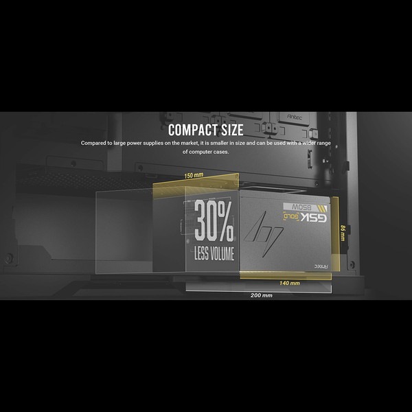 Antec �Ÿ���˥å� GSK850 V2 ATX3.1 ���Ψ���ѵ� 80PLUS GOLD ǧ�ڼ��� 120 mm�ե������ ATX 3.1 PCIe 5.1�б��ե�⥸��顼���Ÿ� ����140 mm ����ѥ��� �ե�⥸��顼�����֥� �����������˺�Ŭ 10ǯ�ݾڡڥ���󥻥��Բġ��̳�ƻ����Υ�������Բġ�