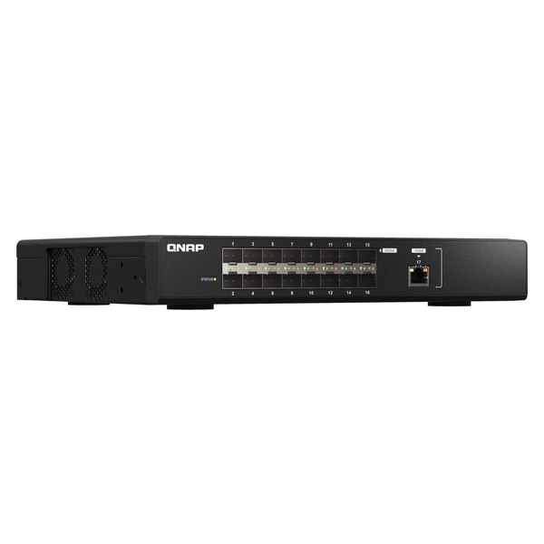 QNAP ファイバーマネージドスイッチ QSW-M5216-1T 16 x 25GbE SFP28 / 1 x 10GbE NBASE-Tポート バックボーンネットワークに最適な10GbE接続 スイッチングファブリック : 820 Gbps 電源内蔵【お取り寄せ商品です/納期都度対応】