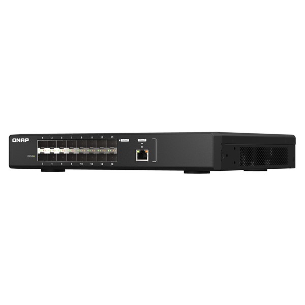 QNAP ファイバーマネージドスイッチ QSW-M5216-1T 16 x 25GbE SFP28 / 1 x 10GbE NBASE-Tポート バックボーンネットワークに最適な10GbE接続 スイッチングファブリック : 820 Gbps 電源内蔵【お取り寄せ商品です/納期都度対応】