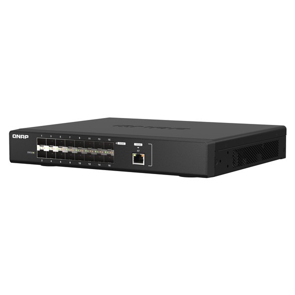 QNAP ファイバーマネージドスイッチ QSW-M5216-1T 16 x 25GbE SFP28 / 1 x 10GbE NBASE-Tポート バックボーンネットワークに最適な10GbE接続 スイッチングファブリック : 820 Gbps 電源内蔵【お取り寄せ商品です/納期都度対応】