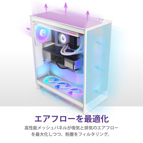 NZXT �ߥɥ륿�PC������ H7FLOW RGB CM-H72FW-R1 �ۥ磻�� ��ڥ���󥻥��Բġ��̳�ƻ����Υ�������Բġ�