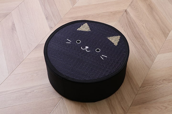 4956642791249 イケヒコ クッション スツール 動物 黒猫 い草 消