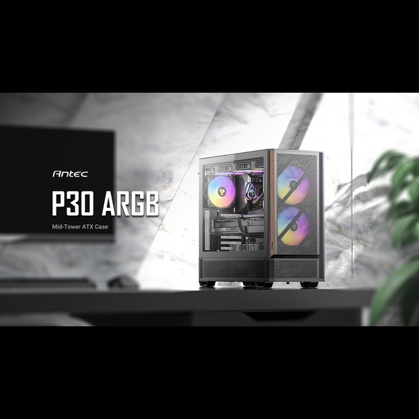 Antec PC������ P30 ARGB ��ѷ�PC������ �ߥɥ륿� ARGB PWM�ե���5�� ATX�б� ����8��120mm�ե�������б� �ȥå�360mm�饸�������б� ARGB�ե��� �ں���� �������饹��� �ڥ���󥻥��Բġ��̳�ƻ����Υ�������Բġ�