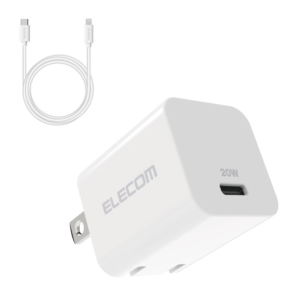 ELECOM ���쥳�� MPA-ACLP04WH USB Type-C ���Ŵ� PD �б� 20W ������C ��1 Type C - �饤�ȥ˥󥰥����֥� Ʊ�� 1.5m �����󥰥ץ饰 ���� ���� AC�����ץ��� ���󥻥�� �ۥ磻�ȡڥ���󥻥��Բġ��̳�ƻ����Υ�������Բġ�