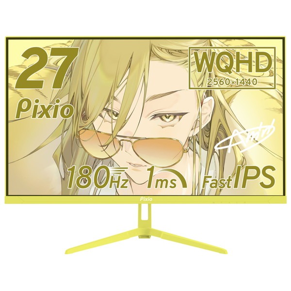 Pixio �����ߥ󥰥�˥��� PX278WAVEYL-O �������� PX278 Wave  /  Yellow 27����� WQHD 180Hz 2560x1440 ����ü��:HDMIx2/DPx1 �վ��ǥ����ץ쥤 �ڥ���󥻥��Բġ��̳�ƻ����Υ�������Բġ�