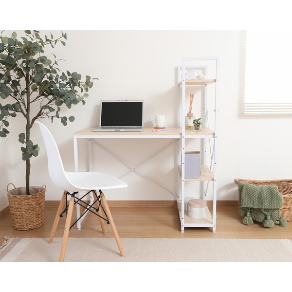 4953980605825 不二貿易 ﾗｯｸ付きﾃﾞｽｸ ｱﾁｰﾌﾞOAK 幅:100cm 高さ:68cm 3段