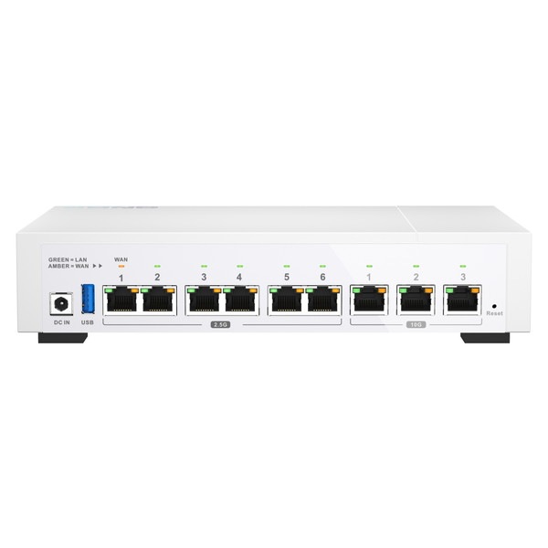QNAP 次世代 3 ポート 10GbE SD-WAN ルーター QHora-322 NAS / IoT 環境 3 x 10GbE / 6 x 2.5GbE ポートを備えた高速接続 【お取り寄せ商品です/納期都度対応】