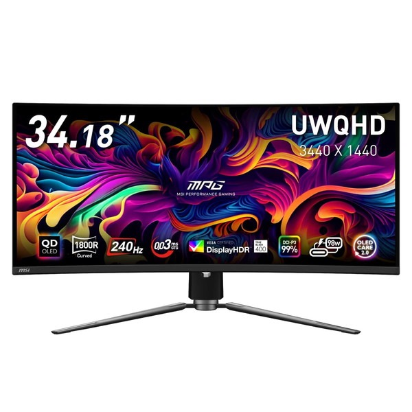 QD-OLED�ѥͥ����ܤ�������Ū�ʱ��������θ��Ǥ����Ѷʥ���ȥ�磻�ɥ�˥��� MSI MPG 341CQPX QD-OLED 34.18����� UWQHD(3440��1440) 240Hz 0.03ms(GTG) QD-OLED�ѥͥ� �̻ҥɥå� AI�ӥ���� �ϡ��ɥ������֥롼�饤�ȥ��å� DisplayHDR True Black 400 Adaptive-Sync USB Type-C PD(98W) �ǥ����ץ쥤