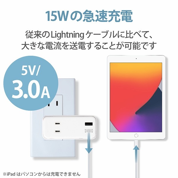 ELECOM エレコム MPA-UAL15WH Lightningケーブル スタンダード 1.5m ホワイト 【キャンセル不可・北海道沖縄離島配送不可】