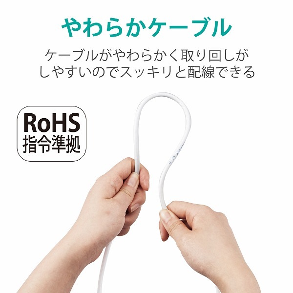 ELECOM エレコム LD-GPAY/WH10 やわらかLANケーブル CAT6A 10m ホワイト 【キャンセル不可・北海道沖縄離島配送不可】