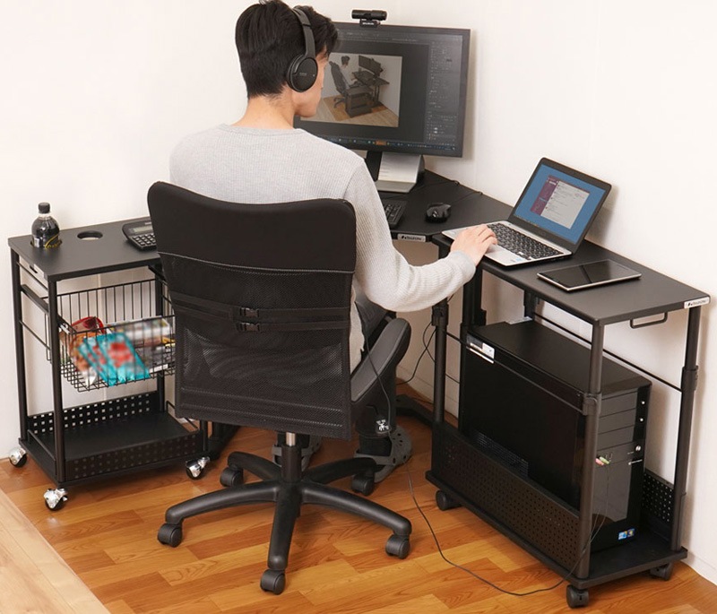 Stylish Office]【3】デスクトップPC L字型デスクレイアウト Baufutte