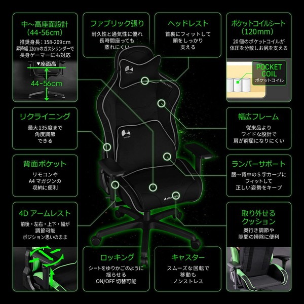 Bauhutte バウヒュッテ ゲーミングチェア ブルー G-570-BU 【代引・日時指定・キャンセル不可・北海道沖縄離島配送不可】 -メーカー直送- ※メーカー在庫欠品中