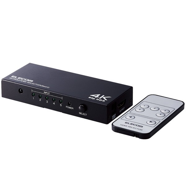 ELECOM ���쥳�� DH-SW4KP51BK HDMI���ش�(5�ݡ���) PC �����ൡ �ޥ���ǥ����ץ쥤 �ߥ顼��� ���ѥ�⥳���դ��ڥ���󥻥��Բġ��̳�ƻ����Υ�������Բġ�