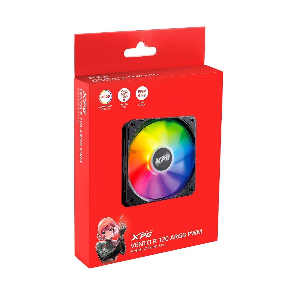 リバースケースFAN XPG VENTO R 120ARGB PWM VENTOR120ARGBPWM-BKCWW(ブラックモデル)【キャンセル不可・北海道沖縄離島配送不可】