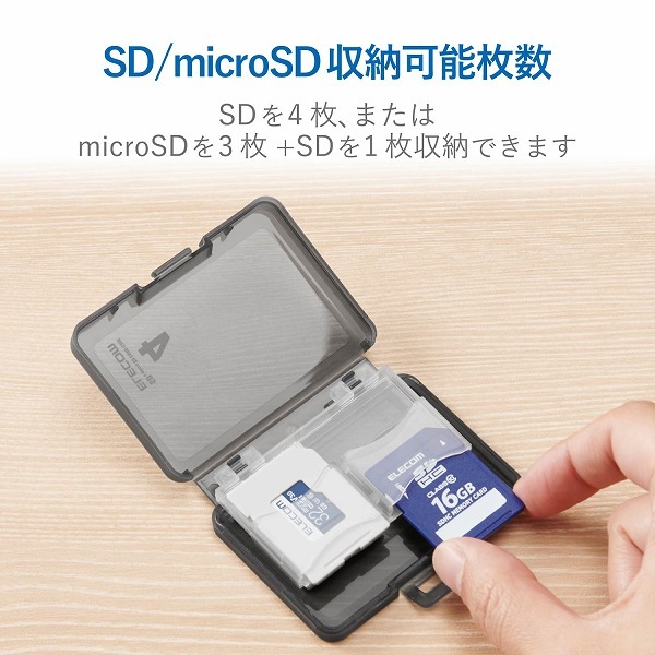 ELECOM ���쥳�� CMC-06NMC4 SD�����Ďގ����� 4���Ǽ SD microSD �ڥ���󥻥��Բġ��̳�ƻ����Υ�������Բġ�