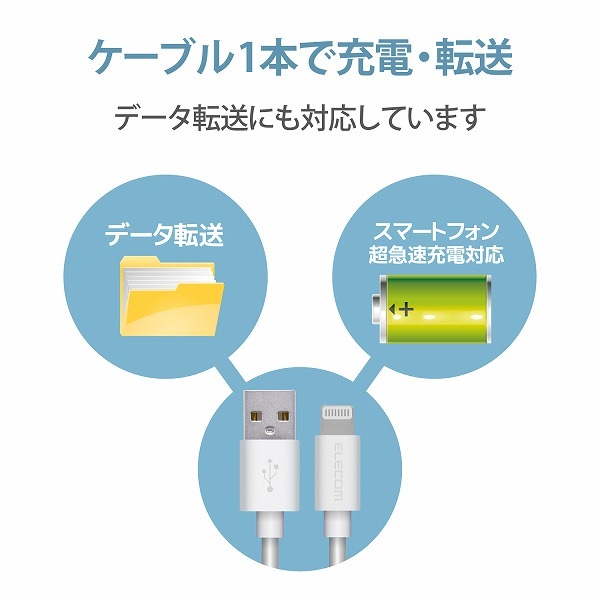 ELECOM エレコム MPA-UALA20WH Lightningケーブル スタンダード 2.0m ホワイト 【キャンセル不可・北海道沖縄離島配送不可】