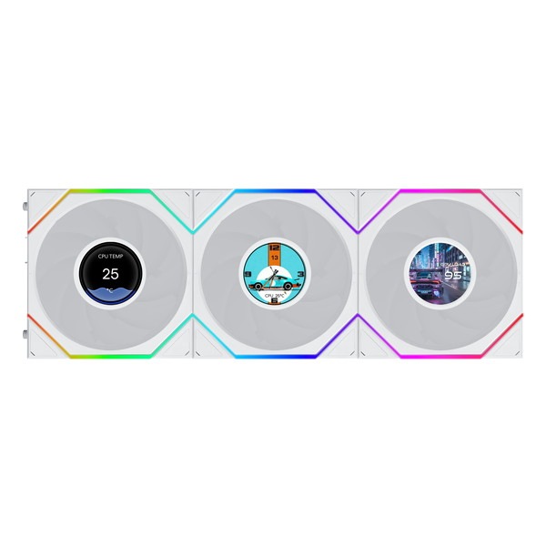 Lian Li ケースファン 12TLLCD1F3W (UNI FAN TL LCD FLEX 120 White (3pc)) 液晶ディスプレイ ホワイト 3個セット【キャンセル不可・北海道沖縄離島配送不可】