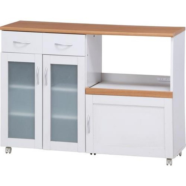 不二貿易 キッチンカウンター サージュ WH×NA 120幅(96820) 2019-1009-04 商品コード99523【代引・日時指定・キャンセル不可・北海道沖縄離島配送不可】 -お取リ寄せ-