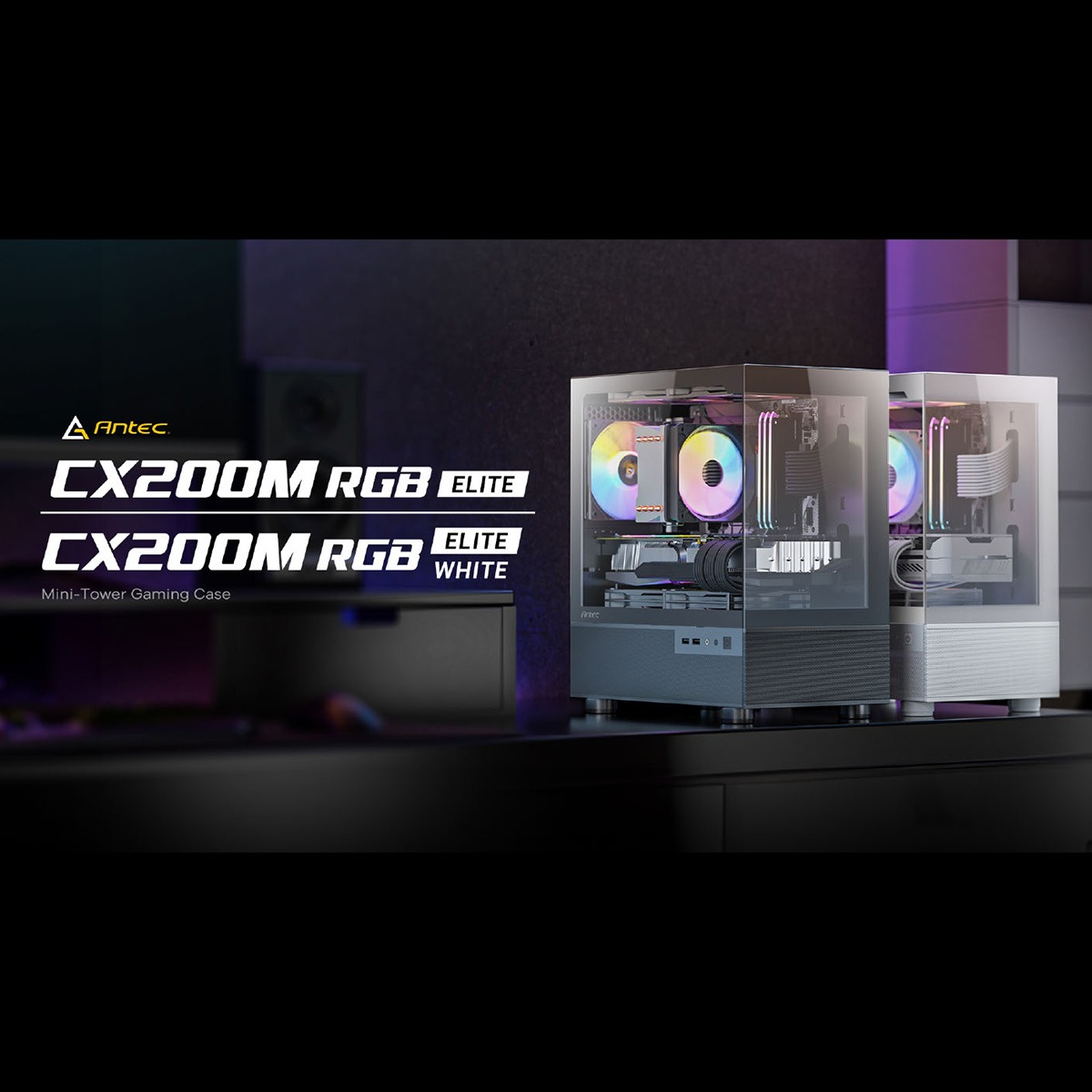 ANTEC ピラーレス式ミニタワーPCケース CX200M RGB Elite 黒 【キャンセル不可・北海道沖縄離島配送不可】