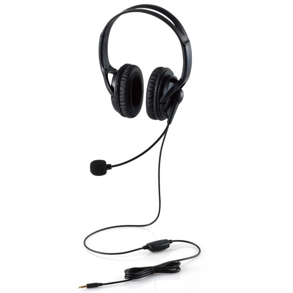 ELECOM ���쥳�� HS-HP02STBK �إåɥۥ� �إåɥ��å� ̵�ظ��� �ޥ����դ� ͭ�� 4�� 3.5mm��³ ���ƥ쥪 ξ�� �����С��إå� ���� �� Windows Mac Chrome ���б� �� �֥�å��ڥ���󥻥��Բġ��̳�ƻ����Υ�������Բġ�