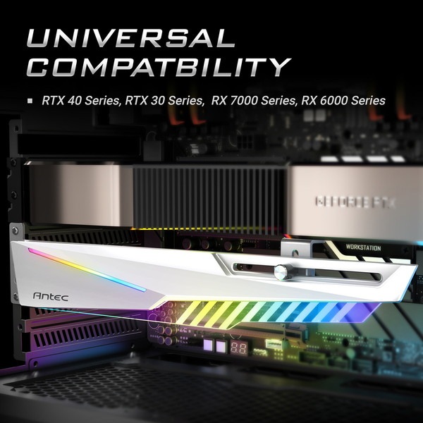 Antec GPU���ݡ��ȥ��ơ� Dagger ARGB �ۥ磻�� AT-HGPUH-ARGB-W GPU��170��270mm/�⤵40��65mm�б� ARGBȯ�� �ڥ���󥻥��Բġ��̳�ƻ����Υ�������Բġ�