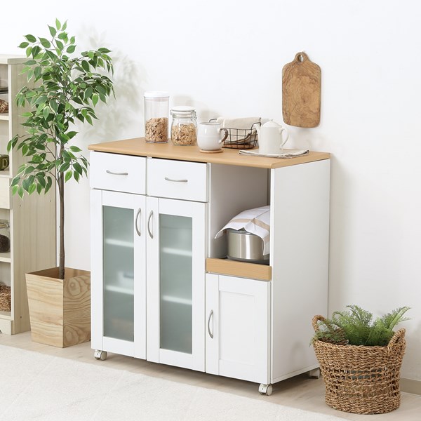 不二貿易 キッチンカウンター サージュ WH×NA 90幅(96819) 2019-1009-03 商品コード99522【代引・日時指定・キャンセル不可・北海道沖縄離島配送不可】 -お取リ寄せ-