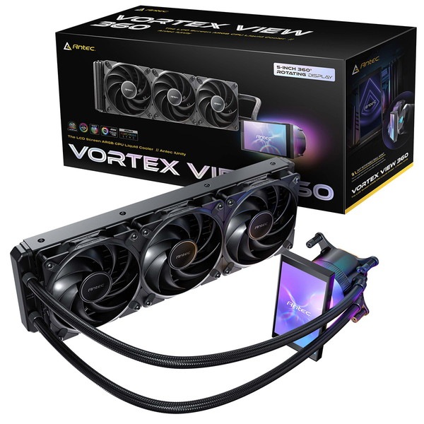 ANTEC CPU�����顼 Vortex View 360 ������η���˥å� 5�����IPS�ǥ����ץ쥤��� USB3.0 �ڥ���󥻥��Բġ��̳�ƻ����Υ�������Բġ�