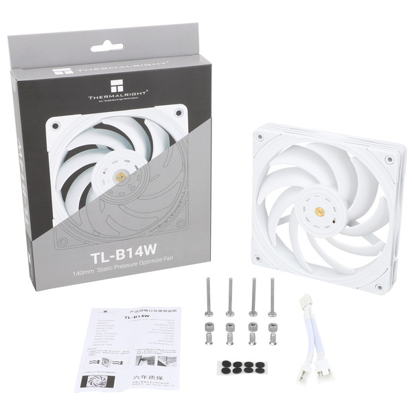Thermalright �����ޥ�饤�� TL-B14W 140mm 4PIN PWM�ե��� WHITE �ۥ磻�� �ǥ奢������ʥߥå��Х�󥷥󥰥⡼���� �ե��󥵥���:140��140��25mm �ե�������:82.5CFM �Υ���:27.6dBA �ڥ���󥻥��Բġ��̳�ƻ����Υ�������Բġ� -������-