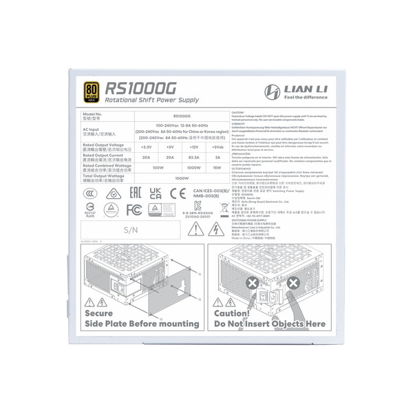 Lian Li PC�Ÿ� RS GOLD 1000 (With RS Hub) White 1000W�Ÿ���˥å�ATX3.1 RS HUB��° �ڥ���󥻥��Բġ��̳�ƻ����Υ�������Բġ�