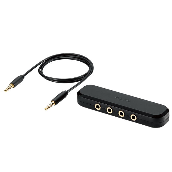 ELECOM エレコム EHP-35AD03BK イヤホンジャック マルチイヤホンスプリッター 3分配 φ3.5mm 4極 ミニジャック×4 ボイスチャット 通話【キャンセル不可・北海道沖縄離島配送不可】