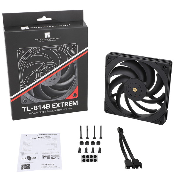 Thermalright �����ޥ�饤�� TL-B14B-EXTREM 140mm 4PIN PWM�ե��� BLACK �֥�å� �ǥ奢������ʥߥå��Х�󥷥󥰥⡼���� �ե��󥵥���:140��140��25mm �ե�������:110.4CFM �Υ���:31.4dBA �ڥ���󥻥��Բġ��̳�ƻ����Υ�������Բġ� -������-
