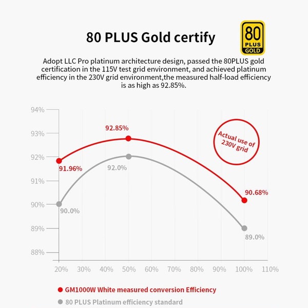 Segotep PC電源 GM1000W ATX3.1+PCI-E 5.1 135mmファン搭載 80PLUS GOLD認証 ATX3.1/PCIe5.1準拠 奥行160mm 【キャンセル不可・北海道沖縄離島配送不可】